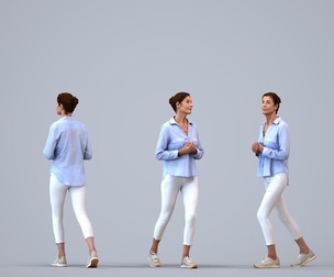 00116_Jenn002 Senior Caucasian woman walking in public space wearing casual summer attire