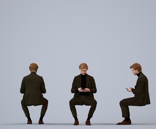 00120_Rian004 Adult Caucasian male sitting in office with smartphone, autumn attire