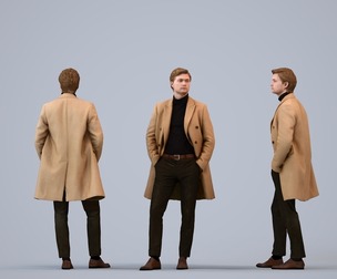 00121_Rian004 Adult Caucasian businessman waiting in office wearing winter business attire
