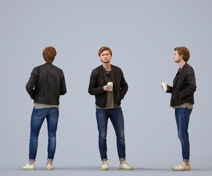 00124_Rian005 Adult Caucasian man waiting in public space with coffee, autumn attire