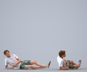 00126_Rian005 Adult Caucasian male relaxing in summer sportswear after workout