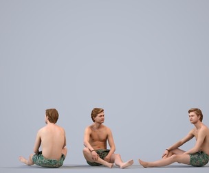00127_Rian007 Adult Caucasian man relaxing while sitting in summer travel attire