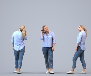 00128_Kiera003 Adult Caucasian woman relaxing in public wearing casual autumn or spring attire