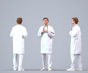 00129_Rian003 Adult Caucasian male waiting in medical setting wearing professional healthcare attire