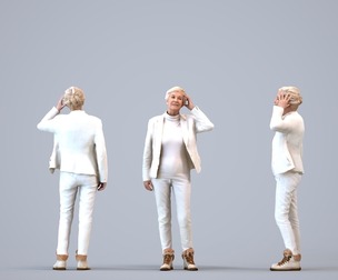 00132_Nora004 Senior Caucasian woman making phone call in office wearing transitional attire