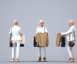 00132_Nora005 Senior Caucasian woman shopping in retail space with bag, autumn attire