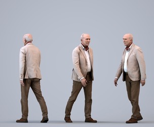00134_Pascal003 Senior Caucasian man walking through public space in transitional seasonal business