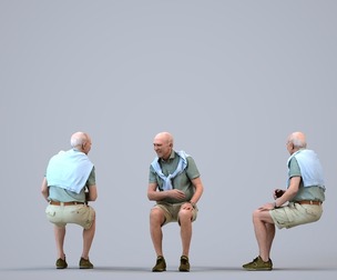 00137_Pascal006 Senior Caucasian man relaxing in public space wearing casual summer clothing