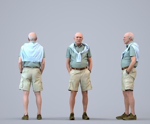 00137_Pascal005 Senior Caucasian man waiting in public space wearing casual summer clothing
