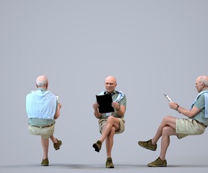 00137_Pascal008 Senior Caucasian man sitting at home in casual summer clothing
