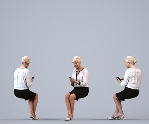 00138_Nora006 Senior Caucasian woman reading smartphone in office wearing autumn or spring business
