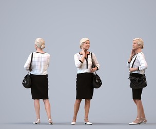 00138_Nora003 Senior Caucasian woman making phone call in office wearing transitional attire