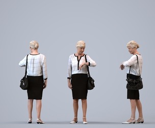 00138_Nora004 Senior Caucasian woman waiting in office wearing transitional seasonal business