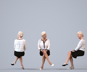 00138_Nora005 Senior Caucasian woman waiting in office wearing autumn or spring business attire