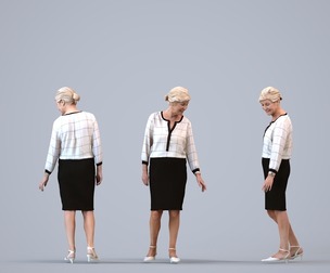 00138_Nora010 Senior Caucasian woman waiting in office wearing autumn or spring business attire