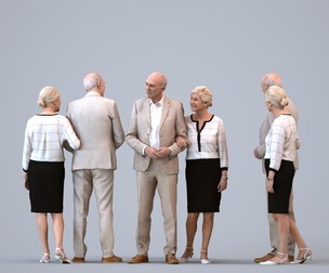 00139_NoraPascal001 Senior Caucasian professionals bonding in public space wearing summer business
