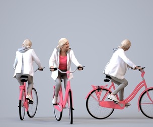00141_Pascal006 Senior Caucasian man cycling in casual transitional seasonal clothing for urban