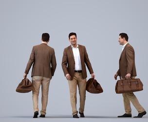 00142_Connor004 Adult Caucasian man waiting with travel bag in autumn or spring attire
