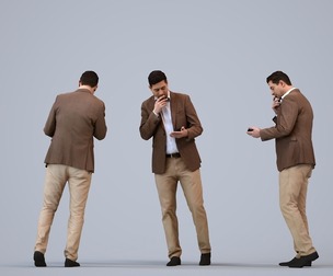 00142_Connor003 Adult Caucasian businessman walking while calling in office wearing transitional