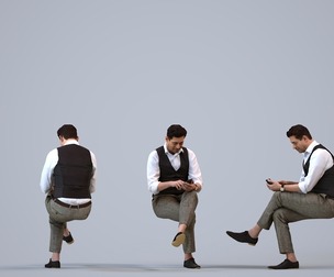00143_Connor009 Adult Caucasian male sitting in office with smartphone, autumn or spring attire