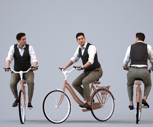 00143_Connor001 Adult Caucasian man cycling in public wearing business attire, transitional