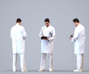 00145_Connor004 Adult Caucasian man reading in medical facility wearing professional attire