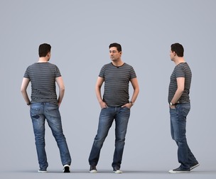 00146_Connor005 Adult Caucasian man waiting in public space wearing summer casual attire