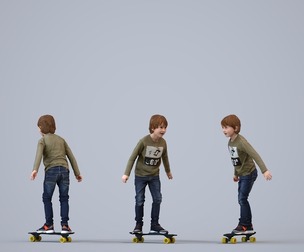 00149_Silvester003 Young Caucasian boy standing with skateboard in autumn or spring sportswear