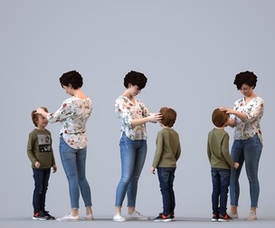 00151_Lynn009 Adult Caucasian woman bonding with child in casual transitional seasonal clothing