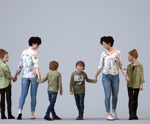 00151_Lynn011 Adult Caucasian woman in casual transitional clothing with family group bonding