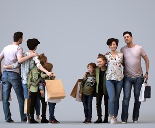 00152_Samen002 Adult Caucasian people bonding in retail space carrying bags