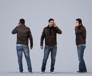 00157_Connor003 Adult Caucasian man calling on smartphone in public winter attire