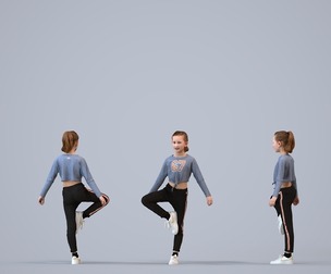 00159_Isebella002 Young Caucasian girl exercising in sports facility wearing transitional seasonal