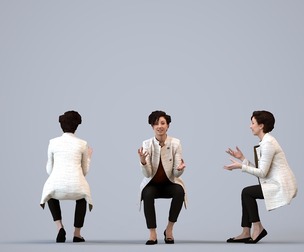 00160_Lynn008 Adult Caucasian woman talking while sitting in office wearing transitional attire