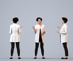 00160_Lynn007 Adult Caucasian woman presenting in office wearing autumn or spring business attire