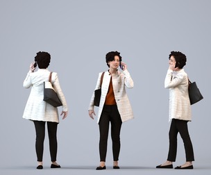 00160_Lynn003 Adult Caucasian woman calling in office wearing autumn or spring business attire