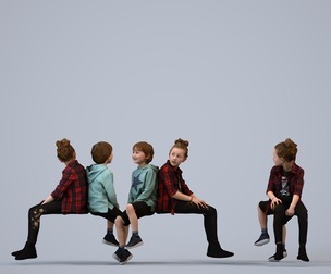 00164_Isebella006 Caucasian children sitting together bonding in public wearing transitional
