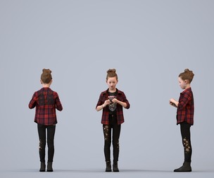 00164_Isebella001 Young Caucasian girl standing in public space wearing transitional seasonal