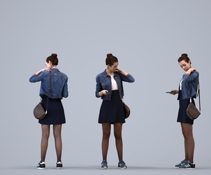 00165_Dana018 Adult Caucasian woman standing in public space with smartphone and bag