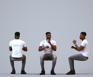 00167_Raymond009 Adult Black man sitting in restaurant wearing casual summer clothing