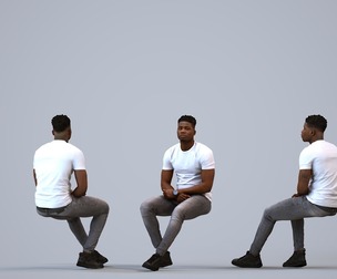 00167_Raymond008 Adult Black man relaxing in public space wearing casual summer clothing