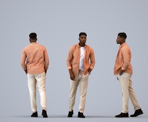 00171_Raymond002 Adult Black male walking through public space in autumn or spring attire
