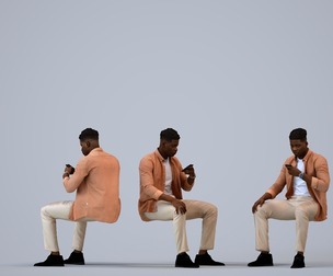 00171_Raymond007 Adult Caucasian man sitting in office with smartphone, autumn or spring attire