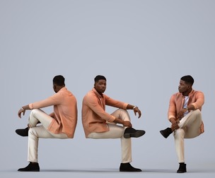 00171_Raymond006 Adult Black man relaxing in public space wearing casual summer clothing