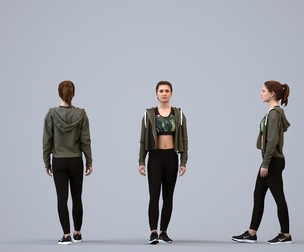 00172_Vale004 Adult Caucasian woman exercising outdoors in transitional seasonal sportswear