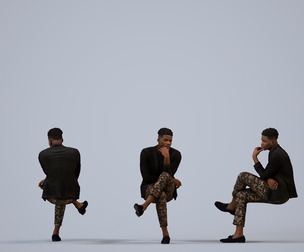 00173_Raymond010 Adult Black male relaxing in public space wearing autumn or spring attire