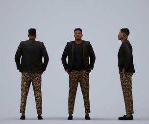 00173_Raymond008 Adult Black man waiting in office wearing casual autumn or spring attire