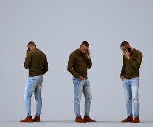 00176_Terrell008 Adult Black man calling on smartphone in casual autumn or spring attire