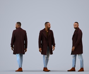 00176_Terrell003 Adult Black man walking through public space in transitional seasonal clothing
