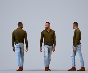 00176_Terrell007 Adult Black man walking through public space in autumn or spring attire